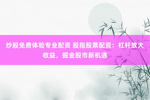 炒股免费体验专业配资 股指股票配资：杠杆放大收益，掘金股市新机遇