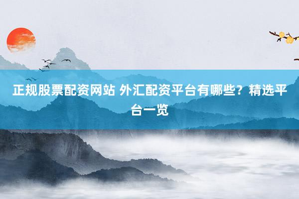 正规股票配资网站 外汇配资平台有哪些？精选平台一览