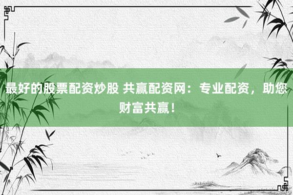 最好的股票配资炒股 共赢配资网：专业配资，助您财富共赢！