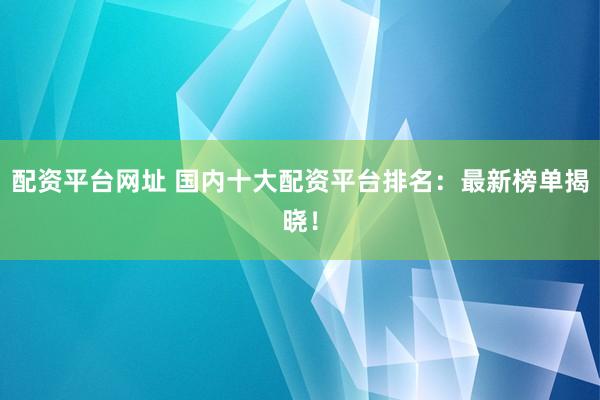 配资平台网址 国内十大配资平台排名：最新榜单揭晓！