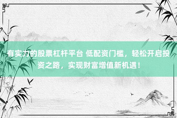 有实力的股票杠杆平台 低配资门槛，轻松开启投资之路，实现财富增值新机遇！