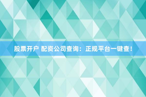 股票开户 配资公司查询：正规平台一键查！