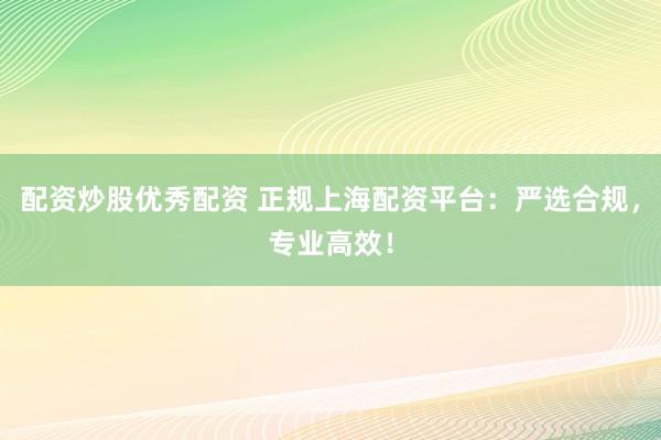 配资炒股优秀配资 正规上海配资平台：严选合规，专业高效！