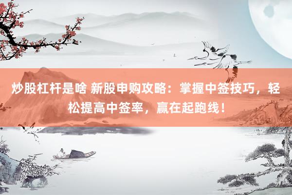 炒股杠杆是啥 新股申购攻略：掌握中签技巧，轻松提高中签率，赢在起跑线！