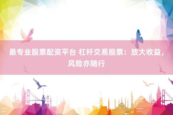 最专业股票配资平台 杠杆交易股票：放大收益，风险亦随行