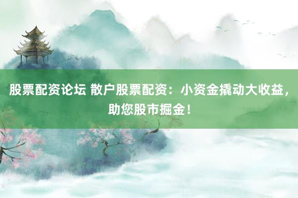 股票配资论坛 散户股票配资:小资金撬动大收益,助您股市掘金!