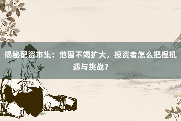 揭秘配资市集：范围不竭扩大，投资者怎么把捏机遇与挑战？