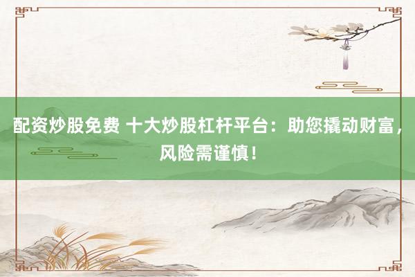 配资炒股免费 十大炒股杠杆平台：助您撬动财富，风险需谨慎！